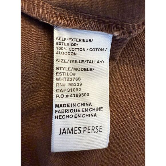 James Perse High Twist Jersey Oversized Polo Brown V-Neck Top NWT Size 0 XS - Picture 7 of 8